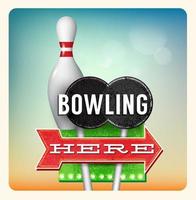 Retro Neon Sign Bowling lettering in the style of American roadside advertising vintage style 1950s vector