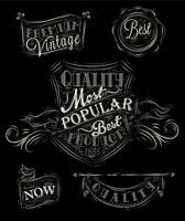 Set of retro styled chalk drawings of vintage premium quality badges and labels vector