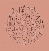 dibujo del alfabeto art deco en estilo de línea sobre fondo de color polvoriento vector