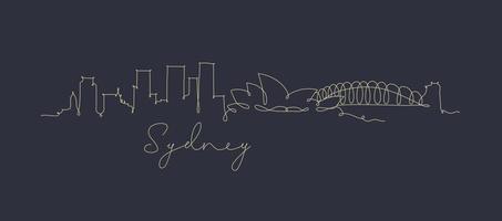 City silhouette sydney in pen line style drawing with beige lines on dark blue background vector