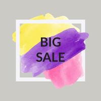 Vector illustration banner or post with watercolor and text big sale. Illustration of an artistic element for your design