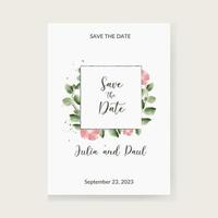 tarjetas de invitación de vector con elementos de flores de acuarela. colección de bodas.