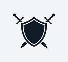 Shield and sword icon vector logo design template