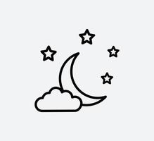 icono de la noche, estrellas de la luna e icono de la nube estilo plano de moda vector