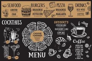 Restaurant menu, template design.. Food flyer. Hand-drawn style. Vector illustration.