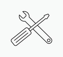 Screwdriver and wrench icon vector logo design template