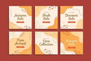 plantilla de publicación de venta de otoño. conjunto de plantillas creativas editables. vector