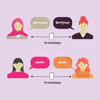 vector set of women greeting each other in different languages