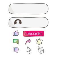 Pack Button like,comment,subcribe and share cute vector