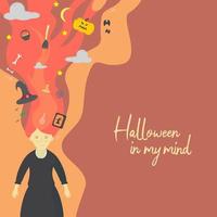 Halloween themed cartoon girl flat vector, perfect for illustration, animation and greeting cards vector