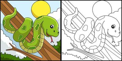 Snake Animal Coloring Page Colored Illustration vector