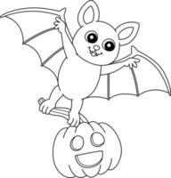 Flying Bat Halloween Coloring Page Isolated vector
