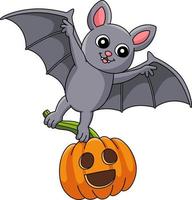 Flying Bat Halloween Cartoon Colored Clipart vector