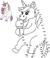 Dot to Dot Unicorn Eating Ice Cream Isolated vector