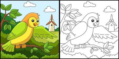Bird Coloring Page Colored Illustration vector