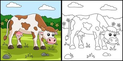Cow Coloring Page Colored Illustration vector