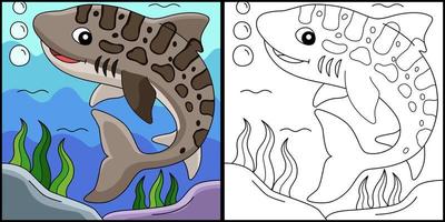 Leopard Shark Animal Coloring Page Illustration vector