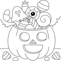 Trick or Treat Pumpkin Halloween Coloring Page vector