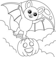 murciélago volador página para colorear de halloween para niños vector