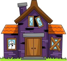 Haunted House Halloween Cartoon Colored Clipart vector