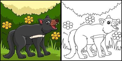 Tazmanian Devil Animal Coloring Page Illustration vector