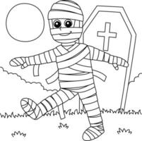 Mummy Halloween Coloring Page for Kids vector