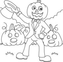 Pumpkin Head Man Halloween Coloring Page for Kids vector