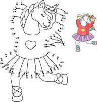 Dot to Dot Unicorn Ballerina Dancing Isolated vector