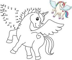 Dot to Dot Flying Unicorn Isolated Coloring Page vector