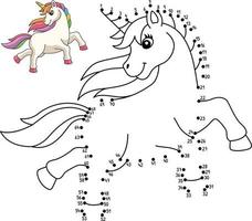 Dot to Dot Unicorn Strolling Isolated Coloring vector