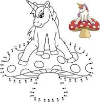 Dot to Dot Unicorn Sitting On A Mushroom Isolated vector