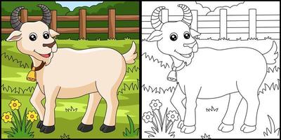 Goat Coloring Page Colored Illustration vector