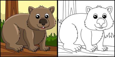 Wombat Animal Coloring Page Illustration vector