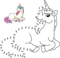 Dot to Dot Unicorn Laying Isolated Coloring vector