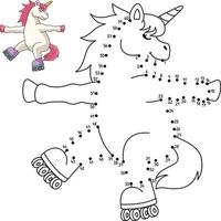 Dot to Dot Unicorn Roller Skating Isolated vector