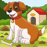 ilustración de granja de dibujos animados de color perro vector