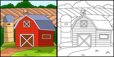 Farmhouse Coloring Page Colored Illustration vector