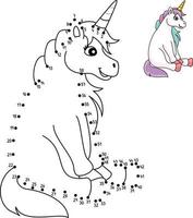 Dot to Dot Sitting Unicorn Isolated Coloring Page vector