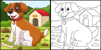 perro para colorear página color ilustración