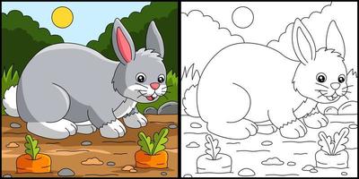Rabbit Coloring Page Colored Illustration vector