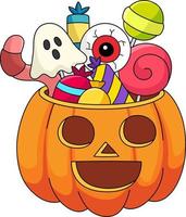 Trick or Treat Pumpkin Halloween Cartoon Clipart vector