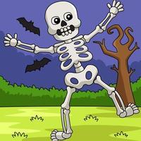 esqueleto bailando ilustración coloreada de halloween vector