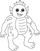 Swamp Monster Halloween Coloring Isolated vector