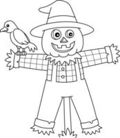 Scarecrow Halloween Coloring Page Isolated vector