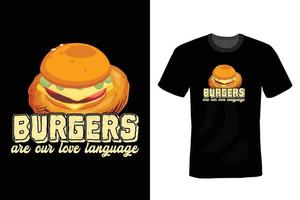 diseño de camiseta de hamburguesa, vintage, tipografía vector