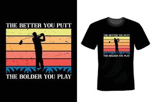 diseño de camiseta de golf, vintage, tipografía vector