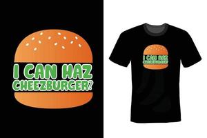 diseño de camiseta de hamburguesa, vintage, tipografía vector