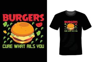 diseño de camiseta de hamburguesa, vintage, tipografía vector