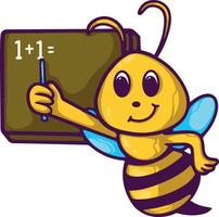 Cute cartoon bee education and knowledge vector illustration
