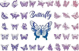 conjunto de mariposa monarca, ilustración vectorial de silueta. vector